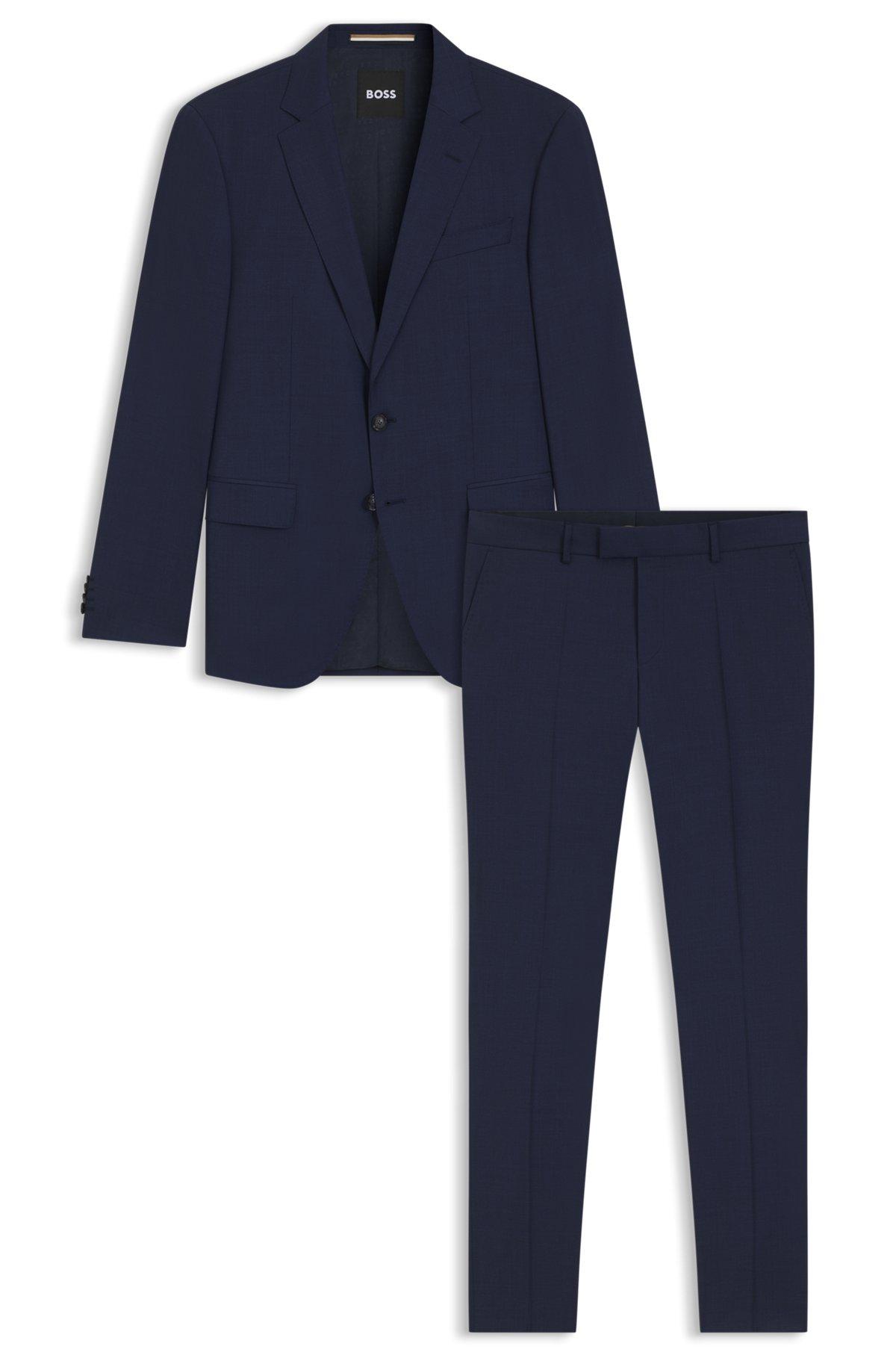 Slim-fit three-piece suit in melange wool Product Image