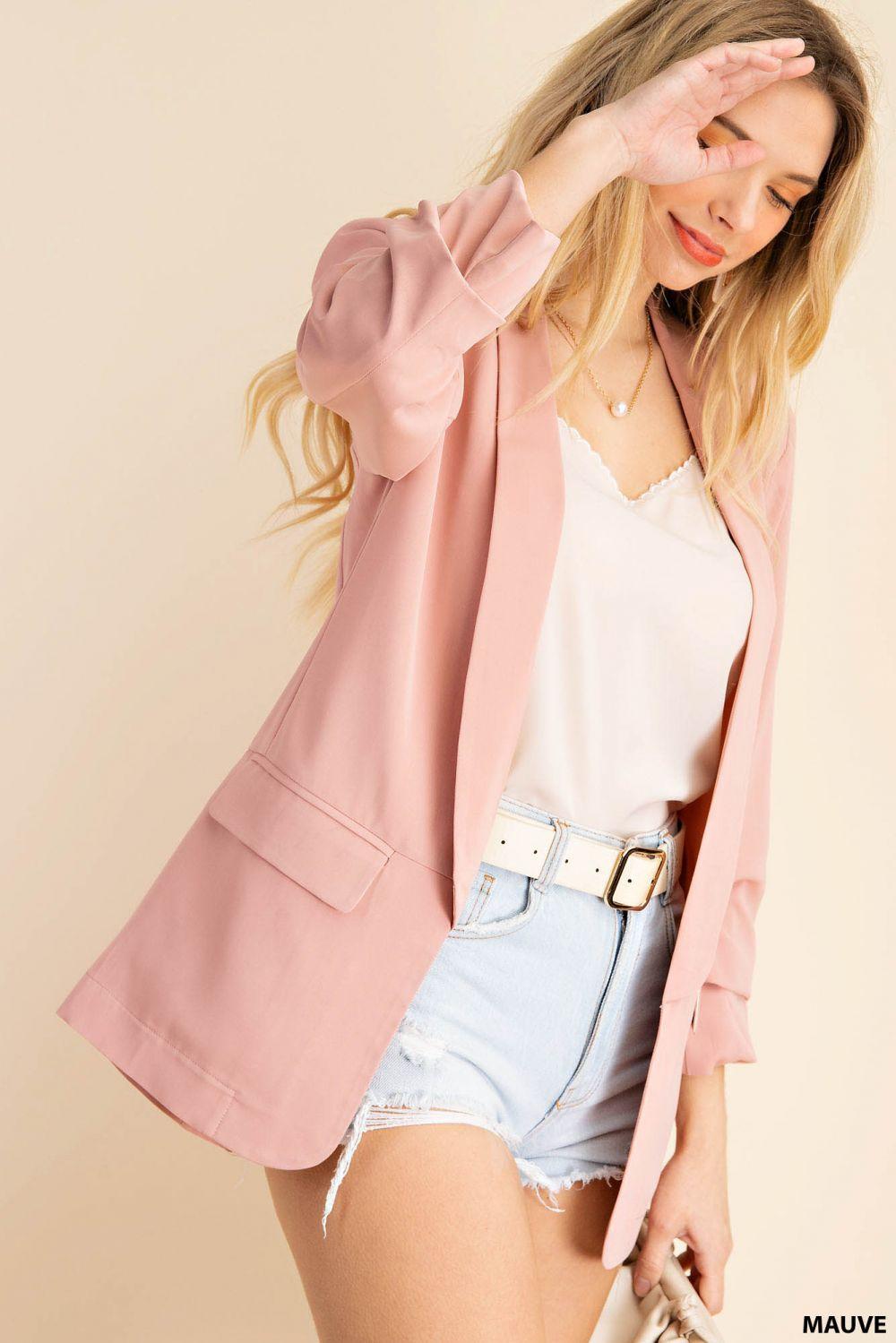 5524   Traci Ruched Sleeve Lined Blazer - Reg & Plus! Product Image