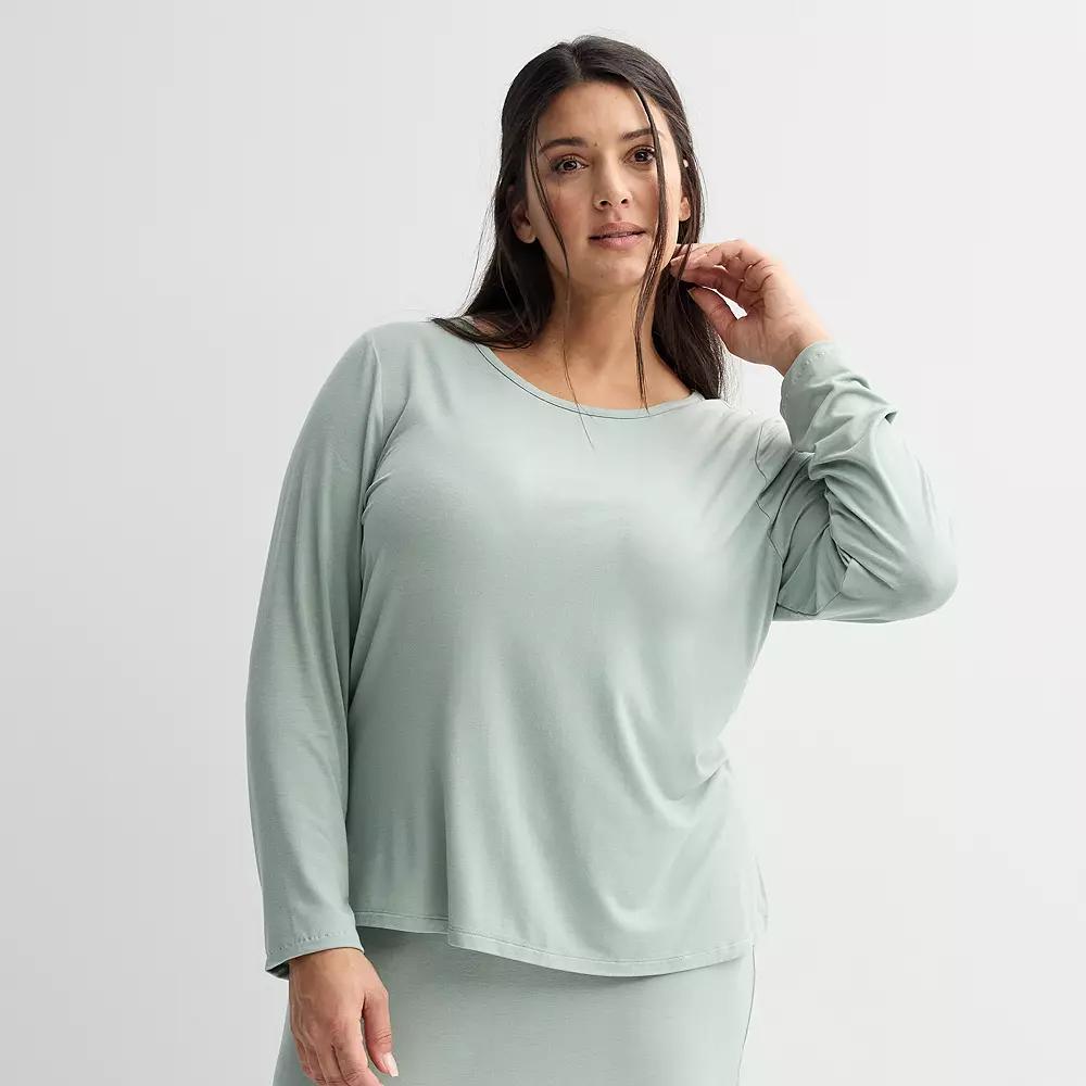 Plus Size Sonoma Goods For Life® Long Sleeve Sleep T-Shirt, Women's, Size: 1XL, White Green Product Image