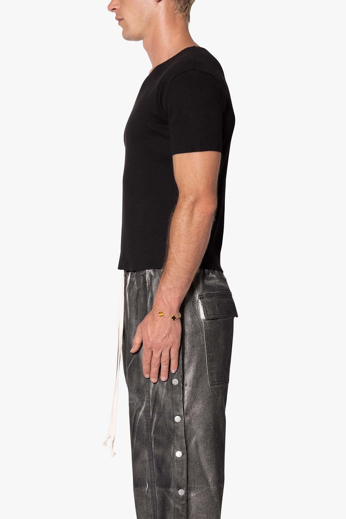 Fitted Ribbed Tee - Black Product Image