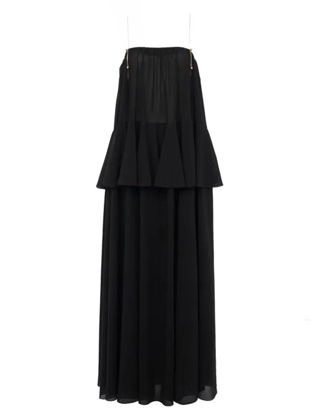 CHLOÉ Open-back Embellished Tiered Silk-georgette Maxi Dress In Black Product Image