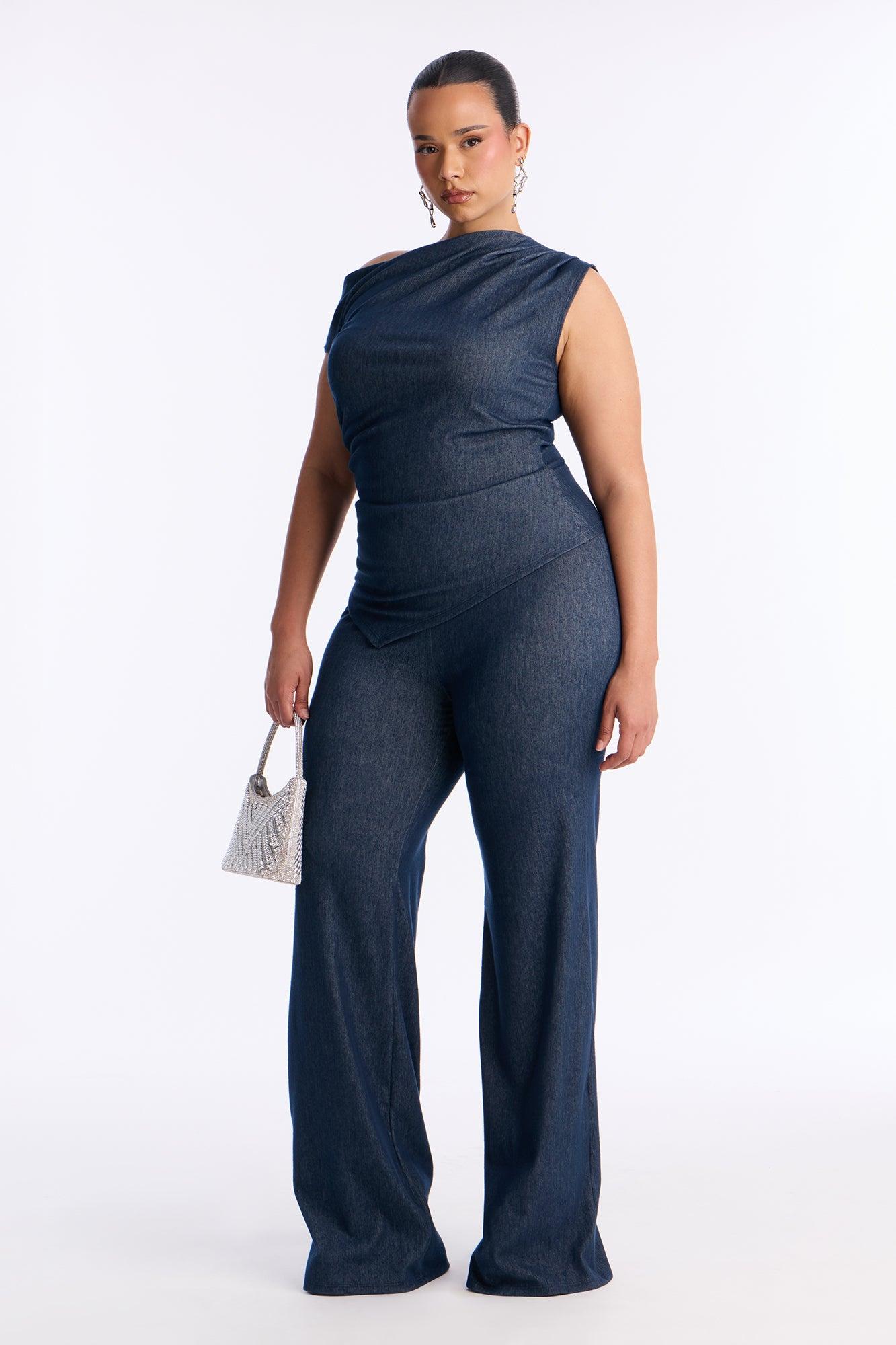 Leanne Asymmetrical Pant Set - Denim Female Product Image