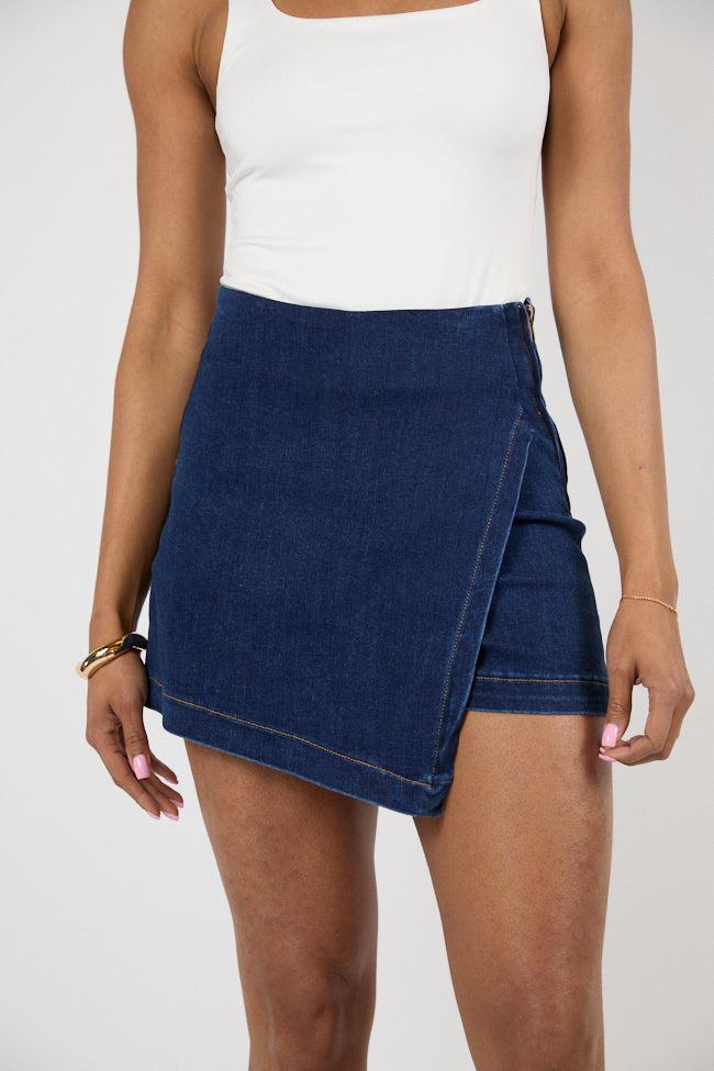Jessica Dark Wash Denim Skort SALE Product Image