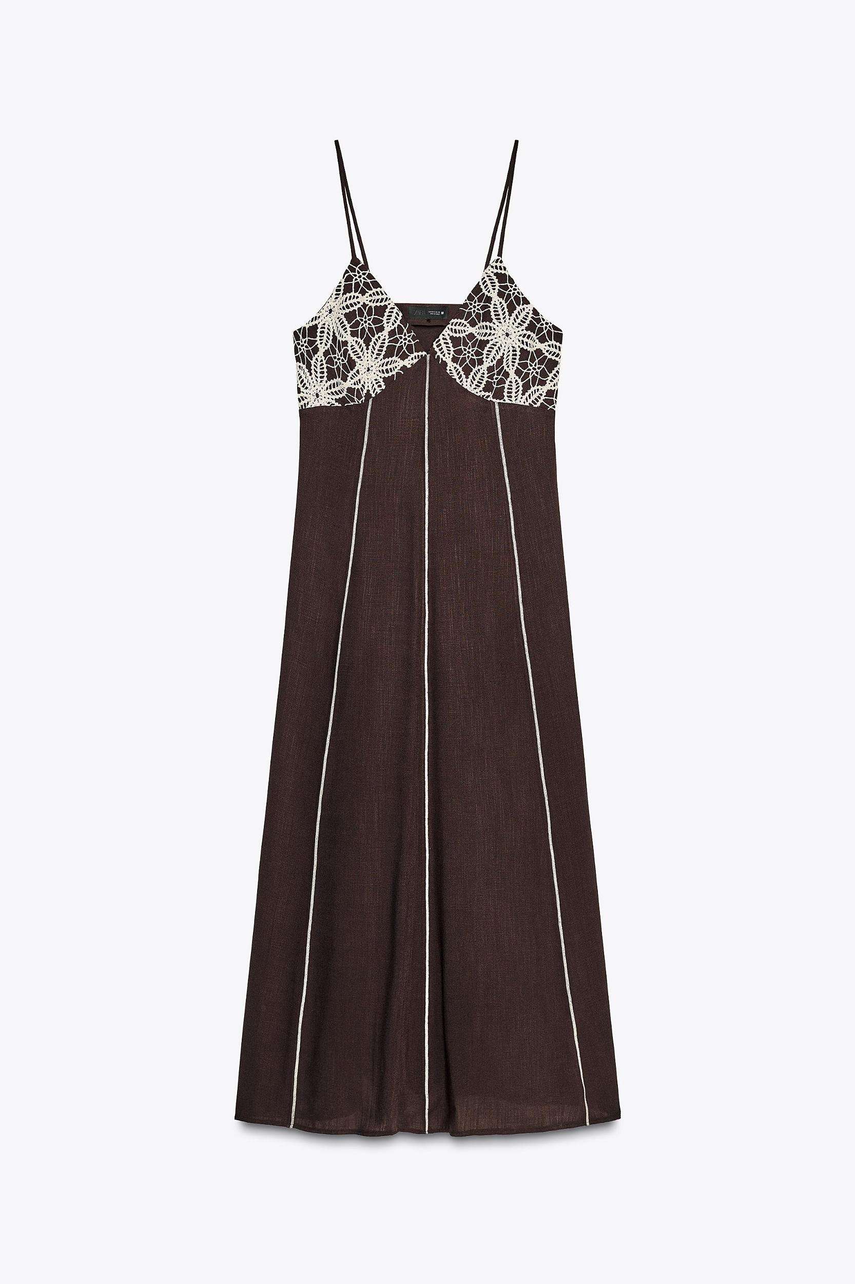 EMBROIDERED STRAPPY MIDI DRESS Product Image