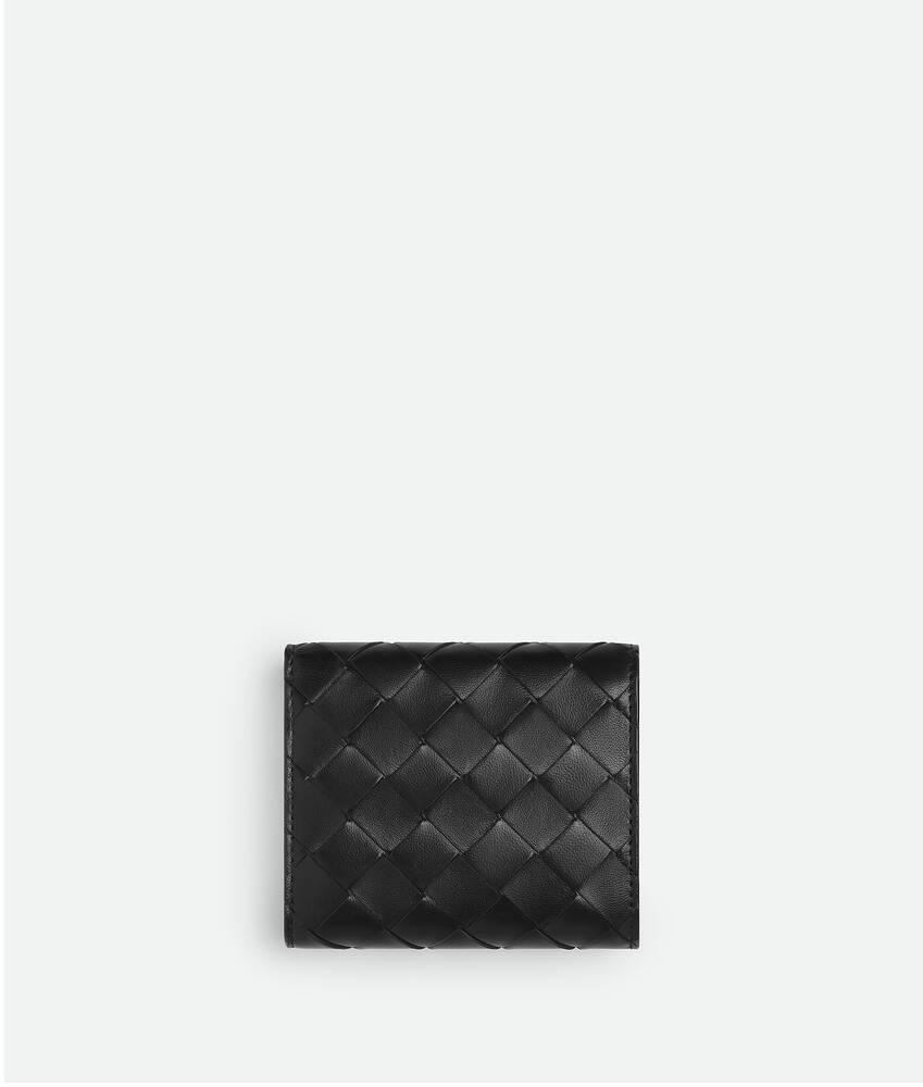 Women's Intrecciato Tri-Fold Wallet in Black Product Image