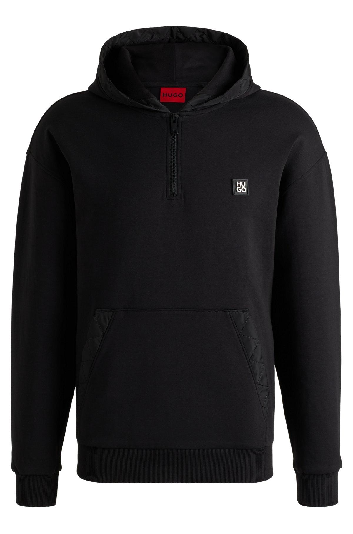 Zip-neck hoodie with contrast trims Product Image