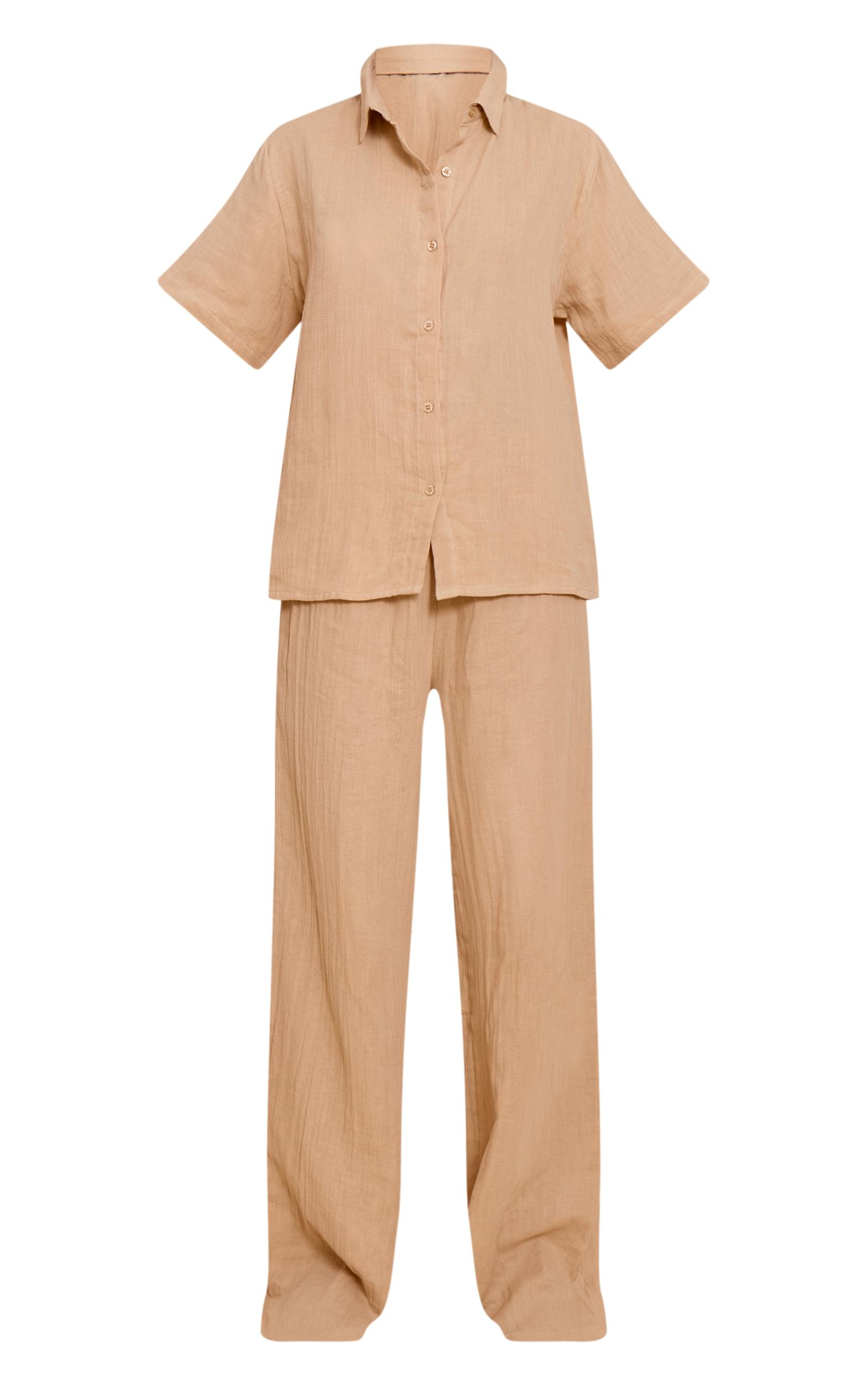 Stone Cheesecloth Short Sleeve Pant Pj Set Product Image