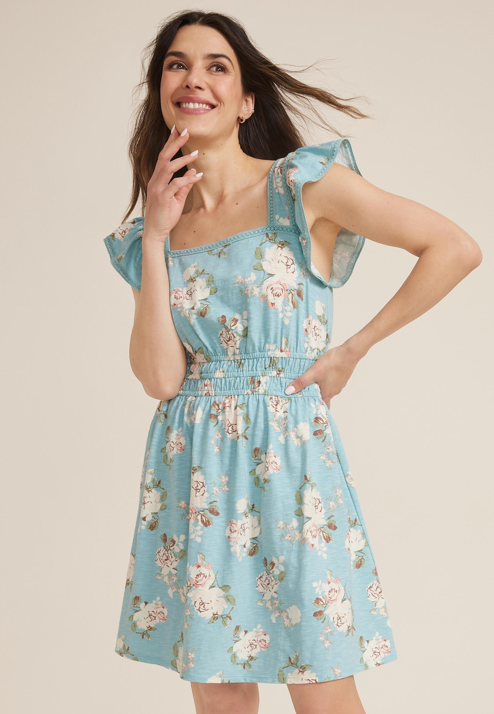 Maurices Womens 24/7 Bare Flutter Sleeve Skater Dress Product Image