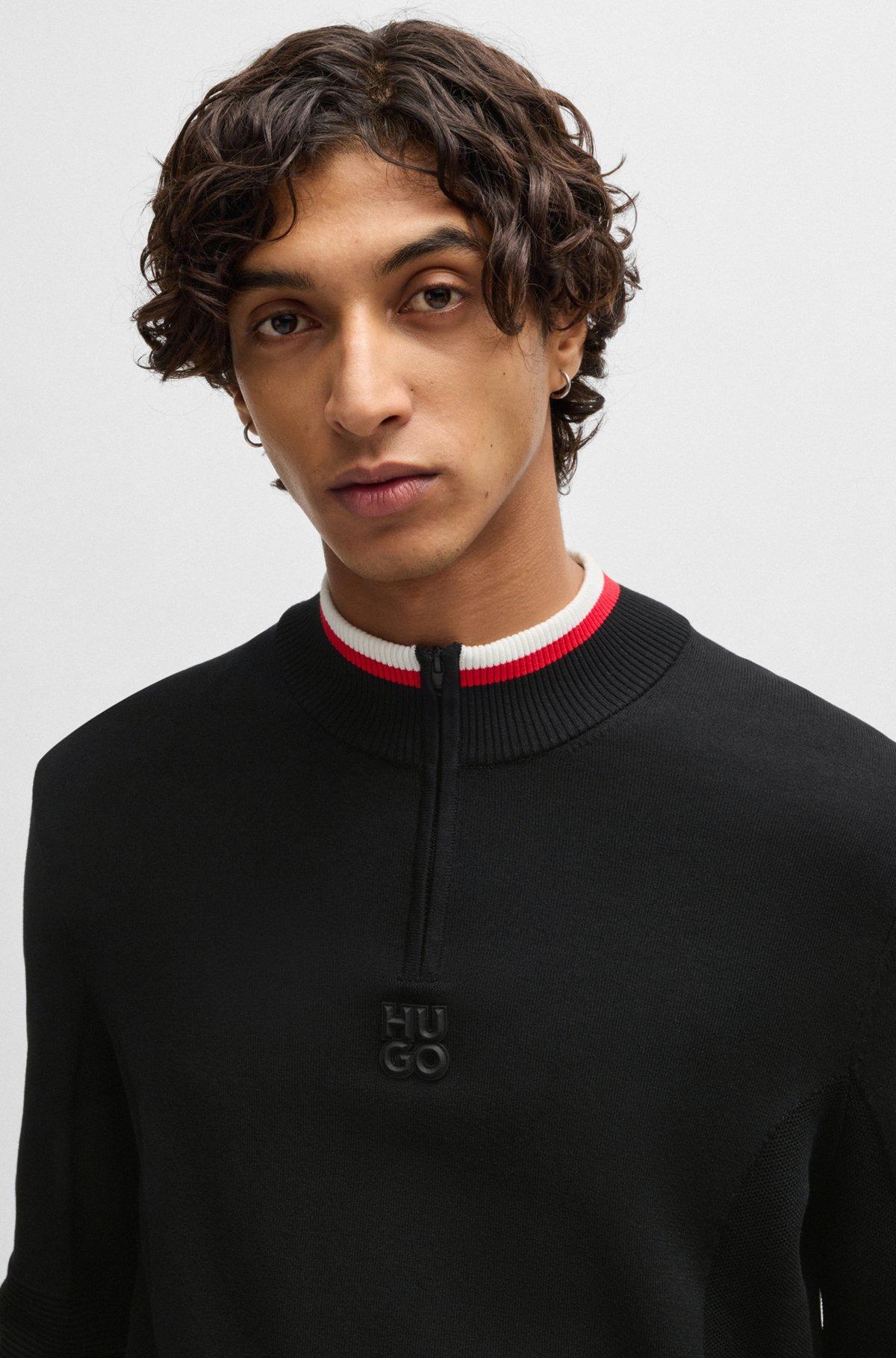 Zip-neck sweater with contrast tipping Product Image