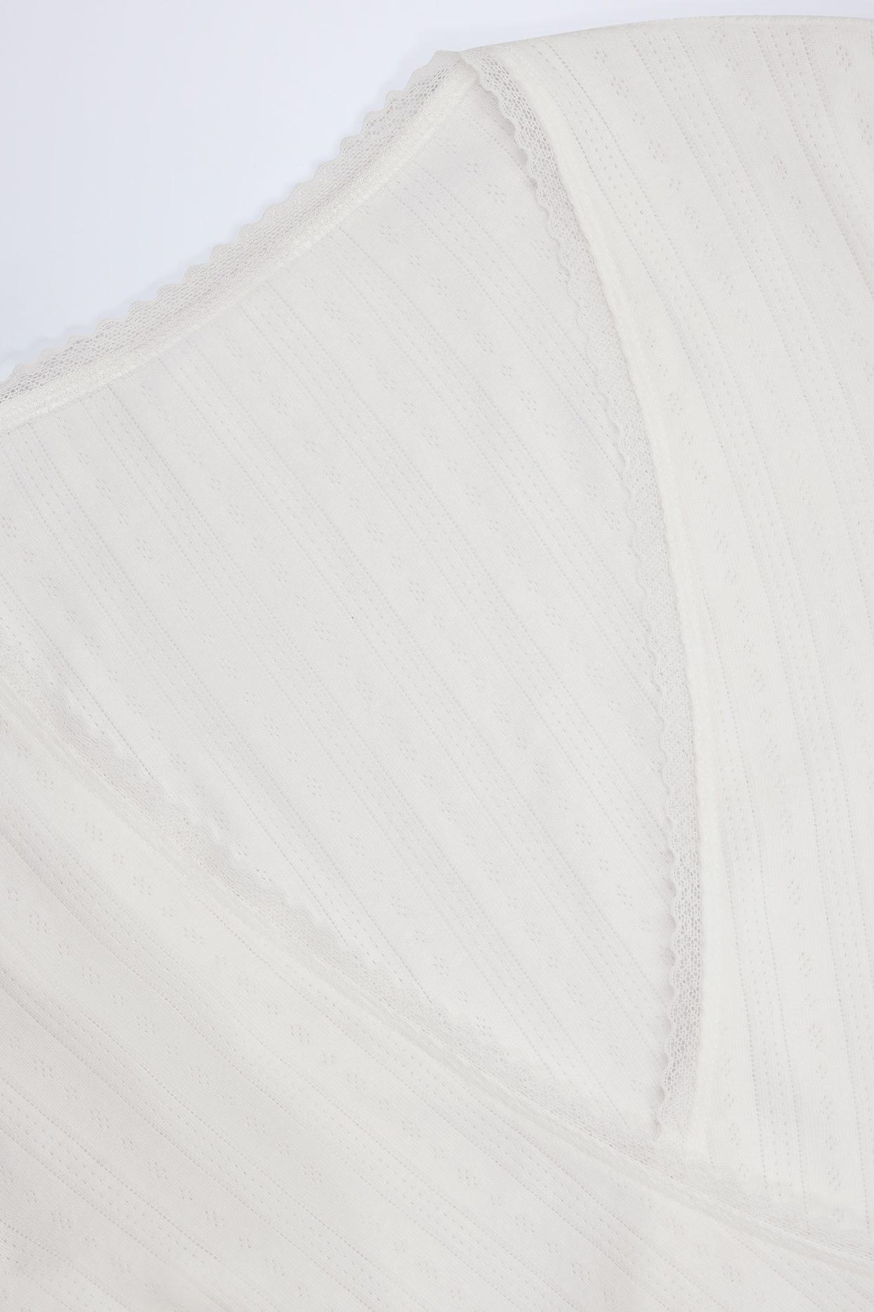 Pointelle Wrap Crop Top in White Product Image