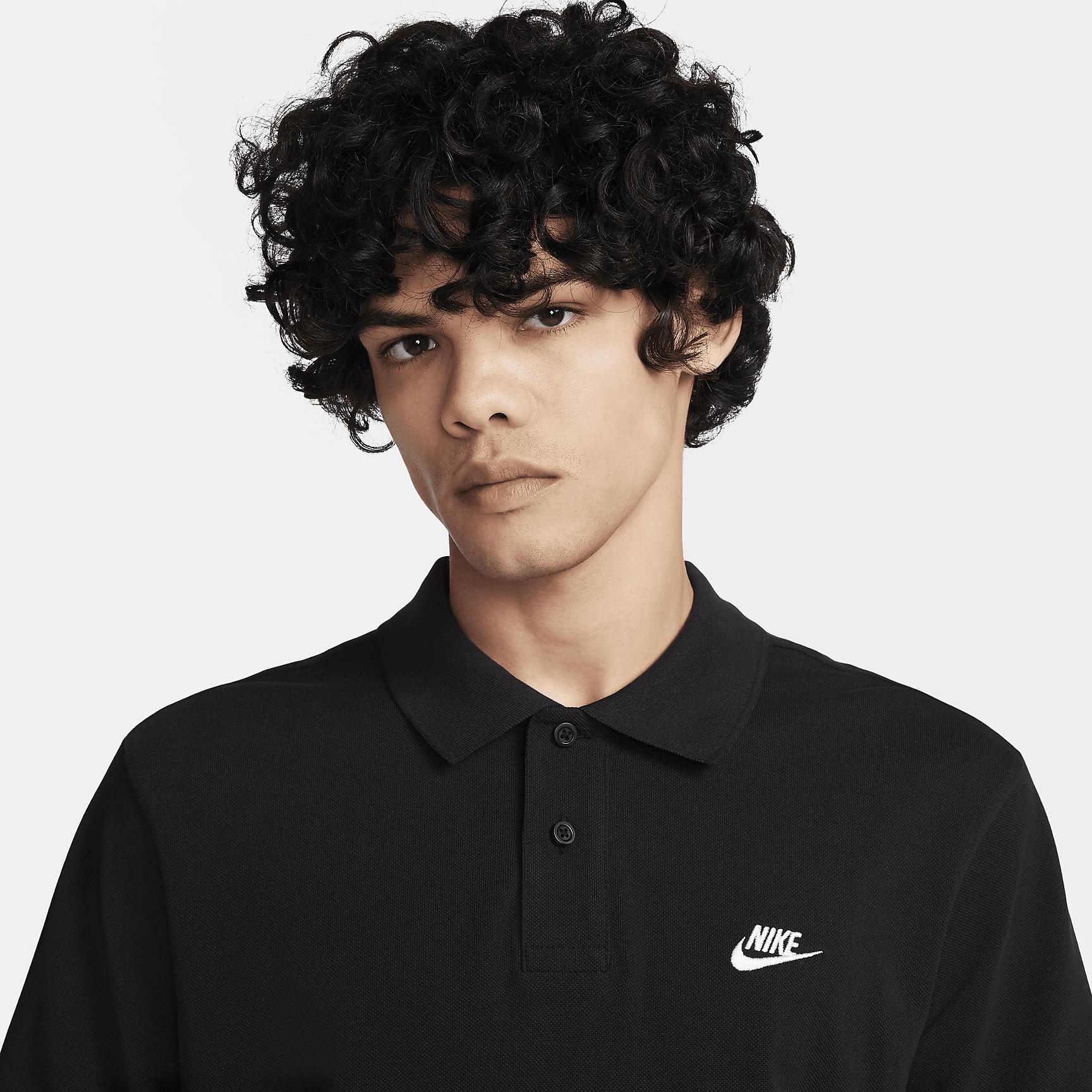 Nike Mens Nike Club SS Polo Pique - Mens Black/White Product Image