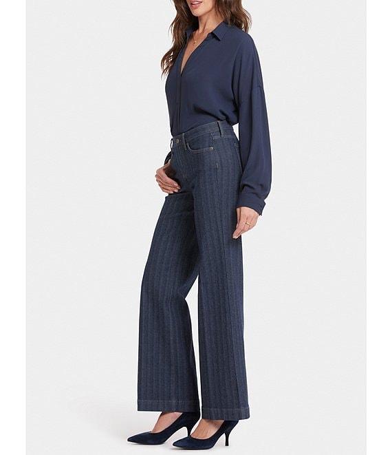 NYDJ Vertical Stripe Teresa Wide Leg High-Rise Lift Tuck® Jeans Product Image