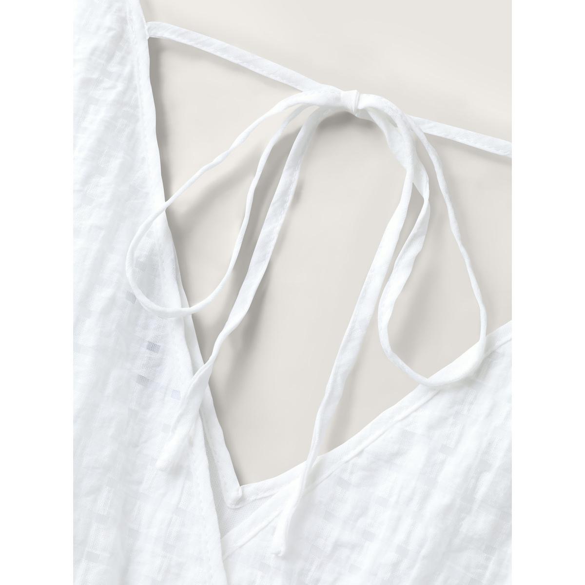 Plus Size Cerulean Floral Color Contrast Shirred Jumpsuit Women Leisure Cap Sleeve V-neck Casual Loose Jumpsuits BloomChic 22-24/3X Product Image