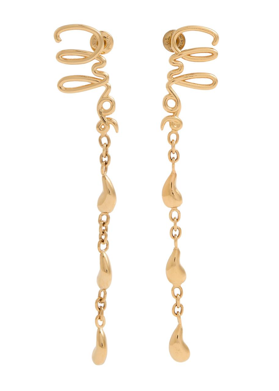CHLOÉ Iconic Signature Dangling Earrings In Gold Product Image