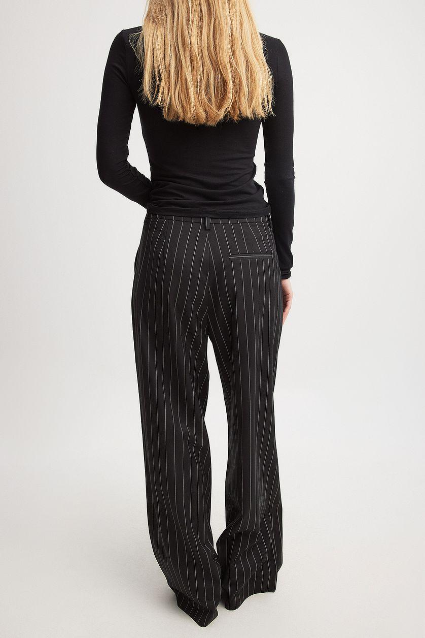 Striped Pleated High Waist Trousers Product Image