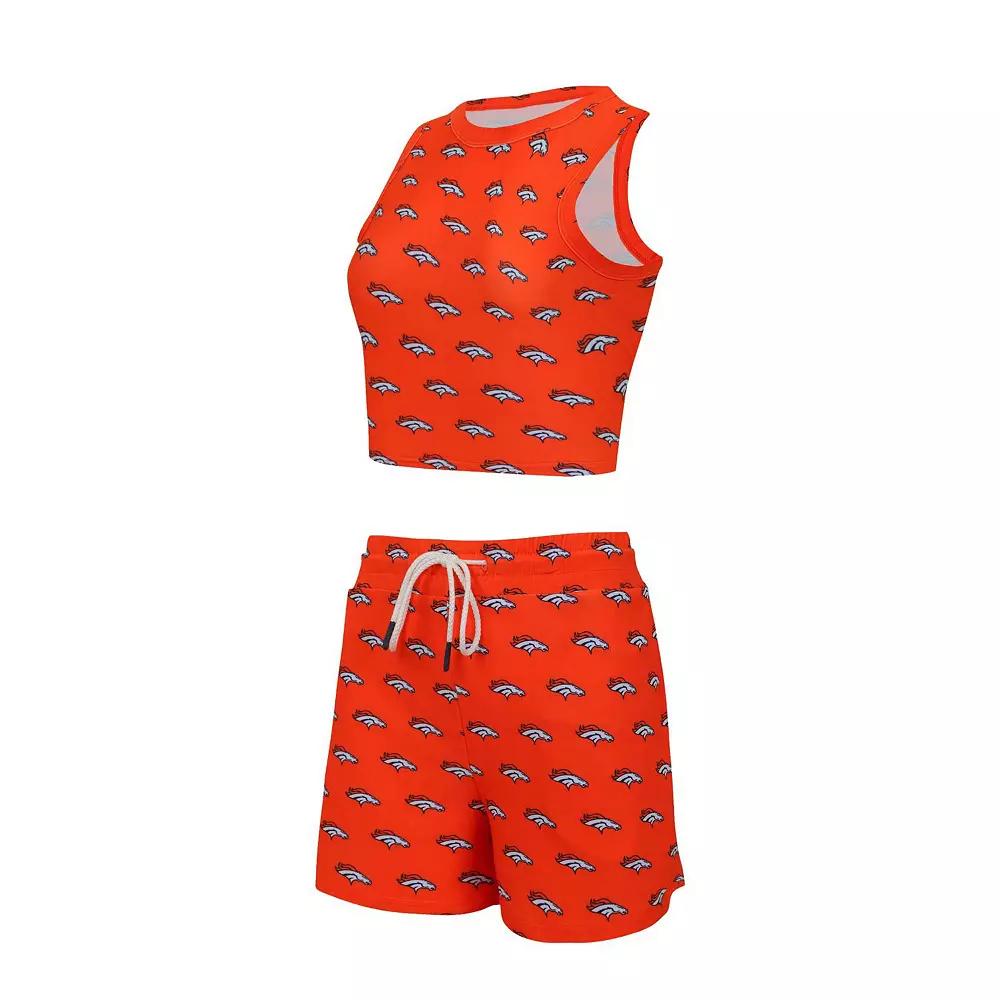 Women's Concepts Sport Denver Broncos Gauge Allover Print Cropped Tank Top & Shorts Sleep Set,  Product Image