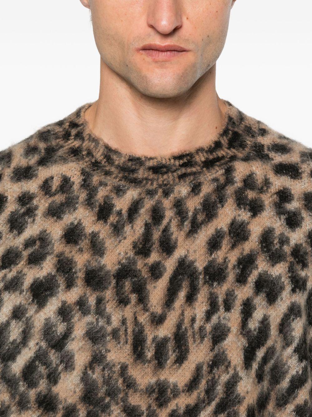 leopard-print crew-neck sweater Product Image