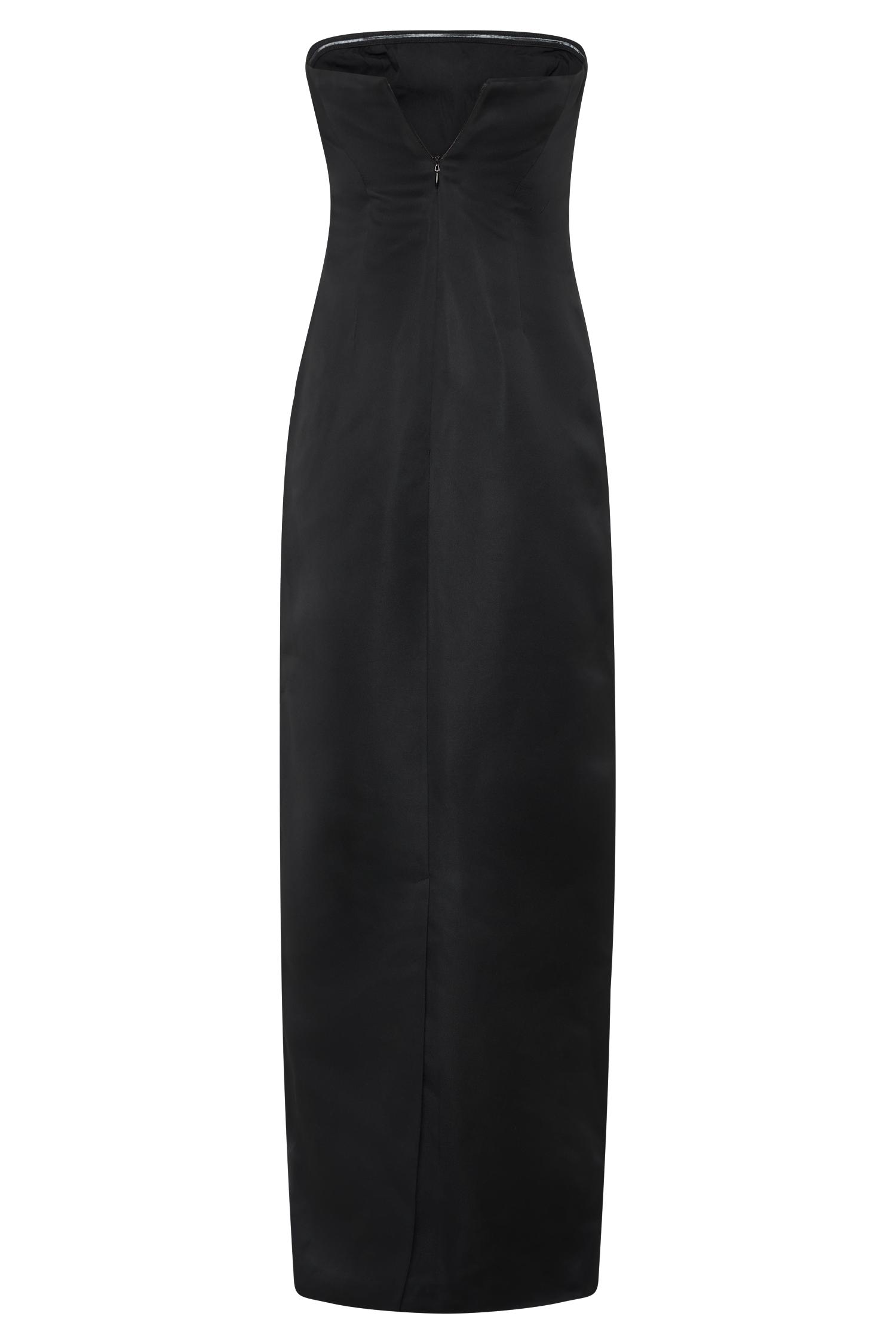 Cyrill Strapless Satin Structured Maxi Dress - Black Product Image
