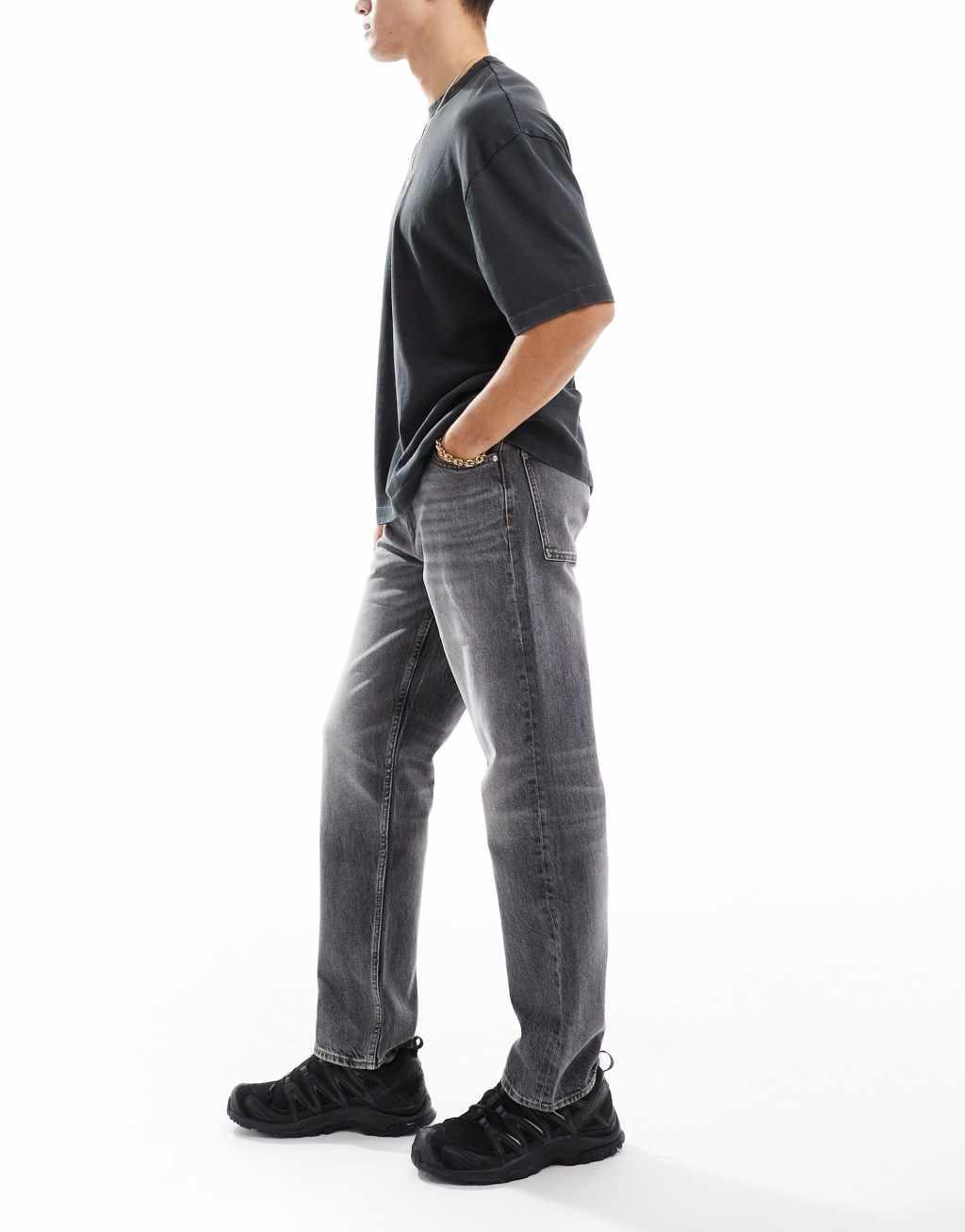 ASOS DESIGN straight stretch jeans in gray Product Image