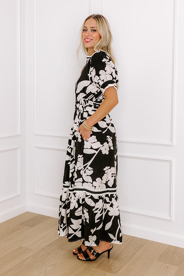 Whimsical Days Floral Midi Dress in Black Product Image