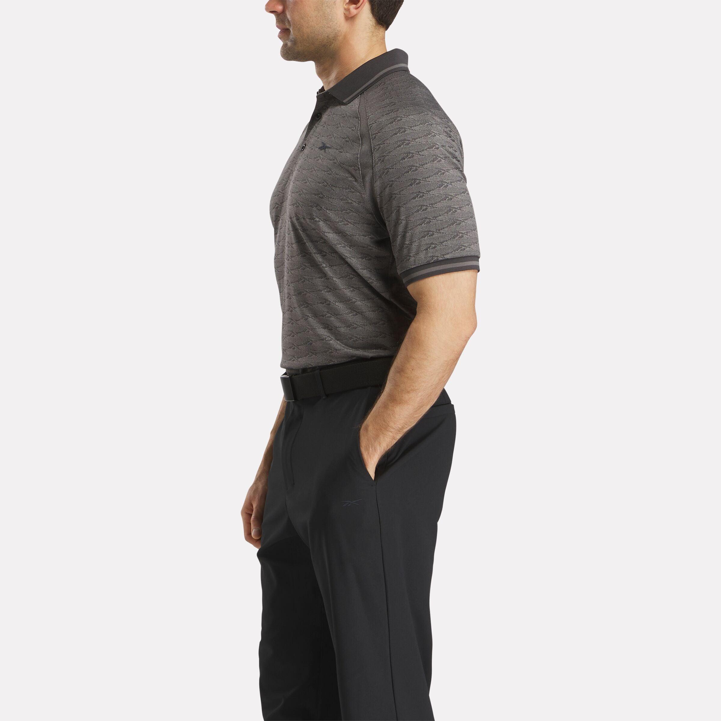 Men's Short Sleeve Tonal Vector Jacquard Polo Shirt with Tipped Rib Trim Male Product Image