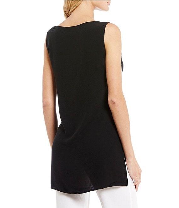 Eileen Fisher Silk Georgette Crepe Boat Neck Sleeveless Tunic Product Image