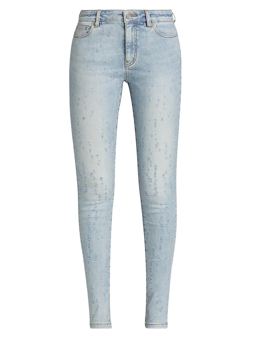 Womens Mid-Rise Coated Skinny Jeans Product Image