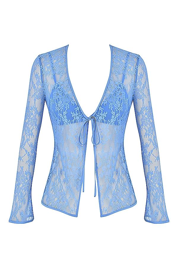 Clara  blue satin bias cut midi skirt Product Image