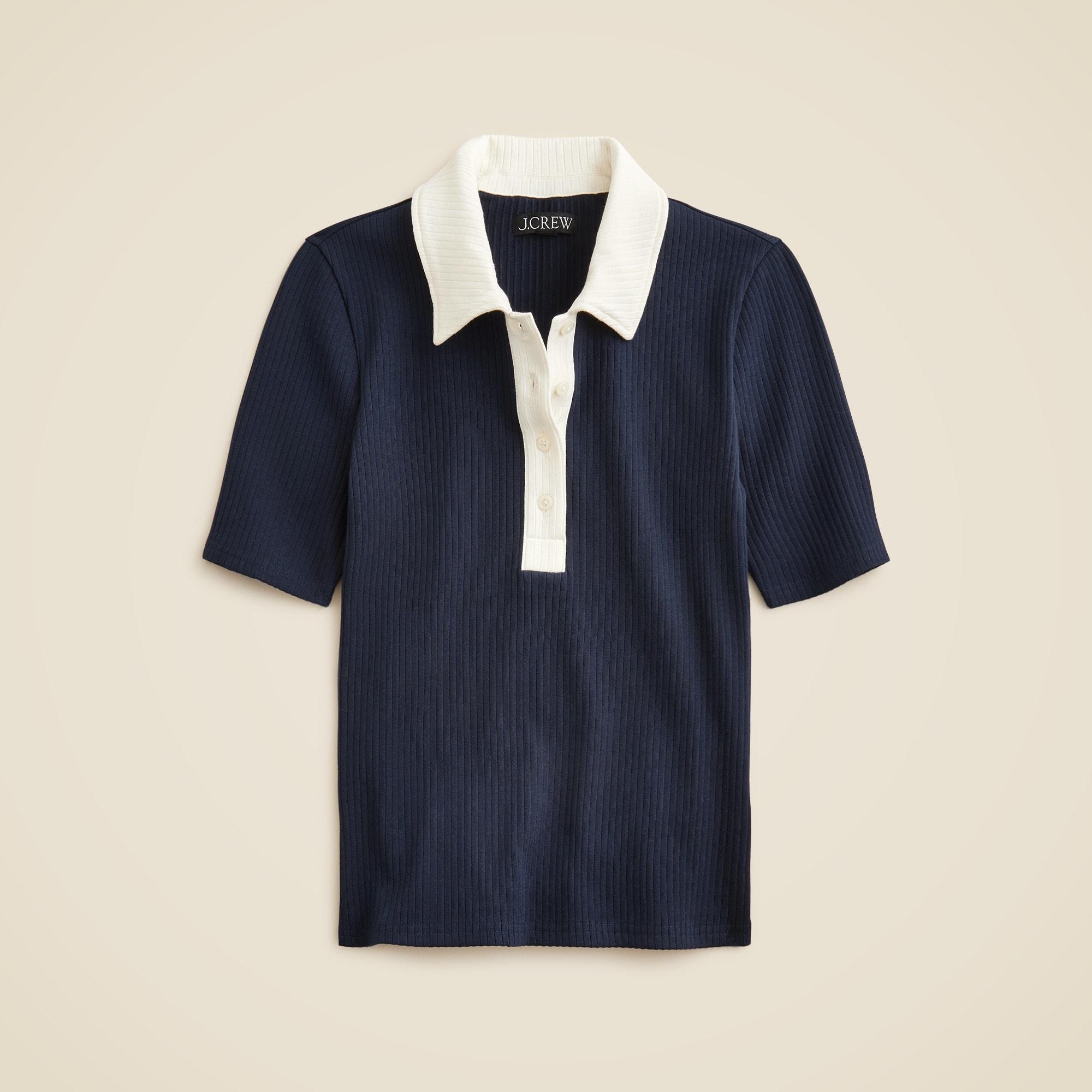 Premium rib short-sleeve polo shirt Product Image