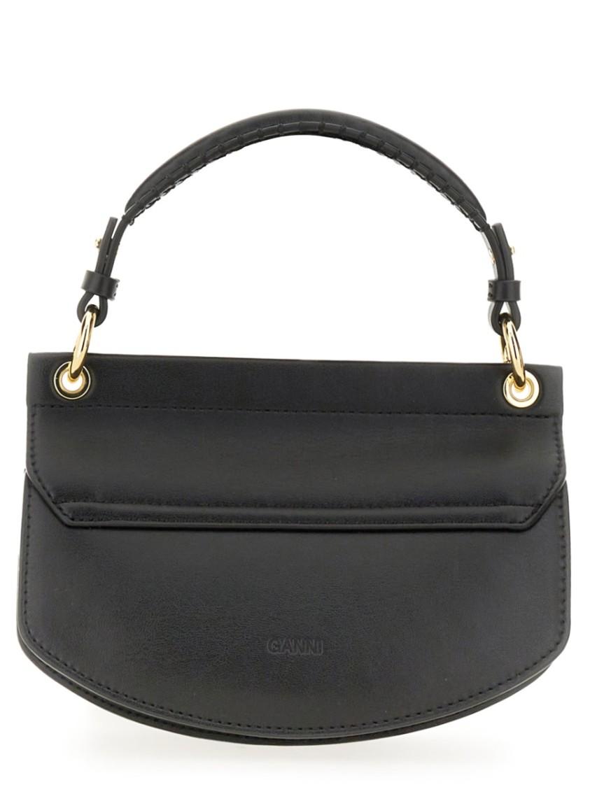 GANNI Womens Black Apo-g Mini Leather-blend Top-handle Bag Product Image