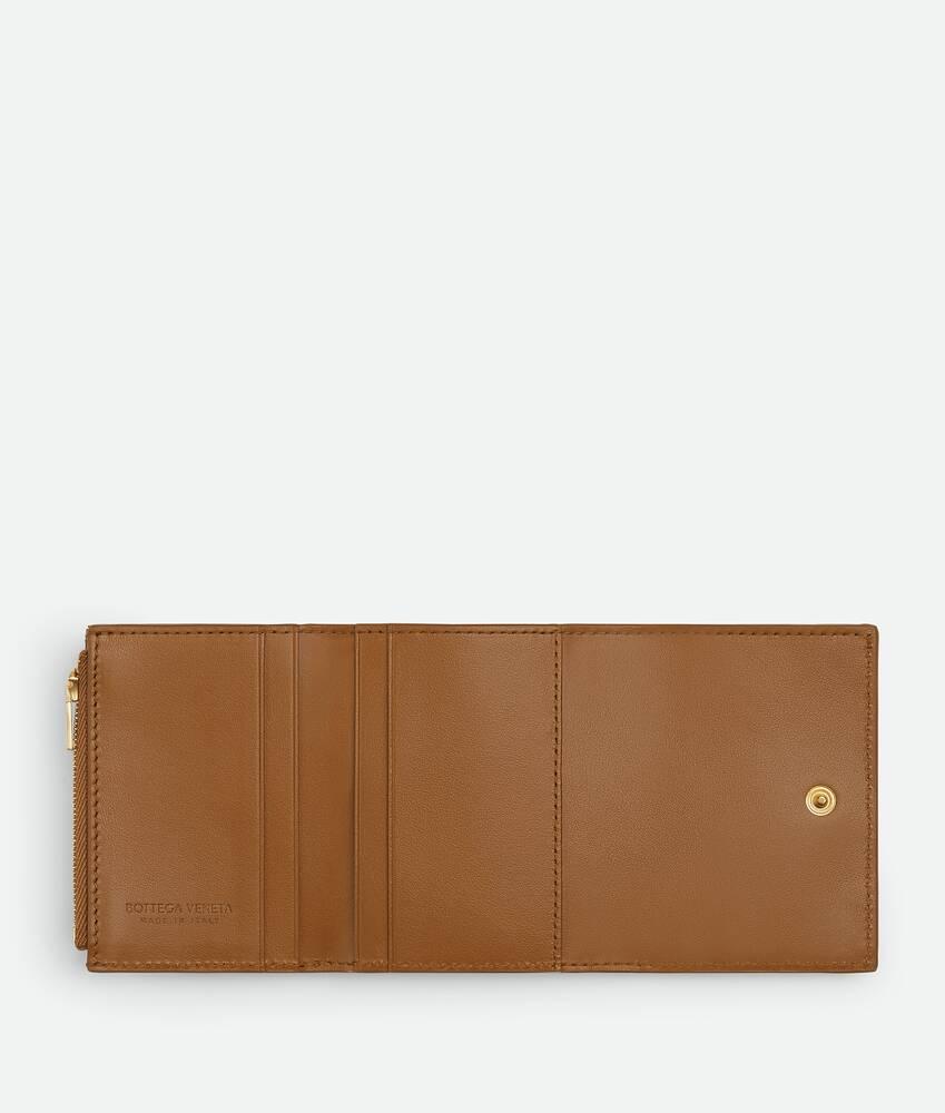 Women's Intrecciato Small Tri-fold Wallet in Wood Product Image