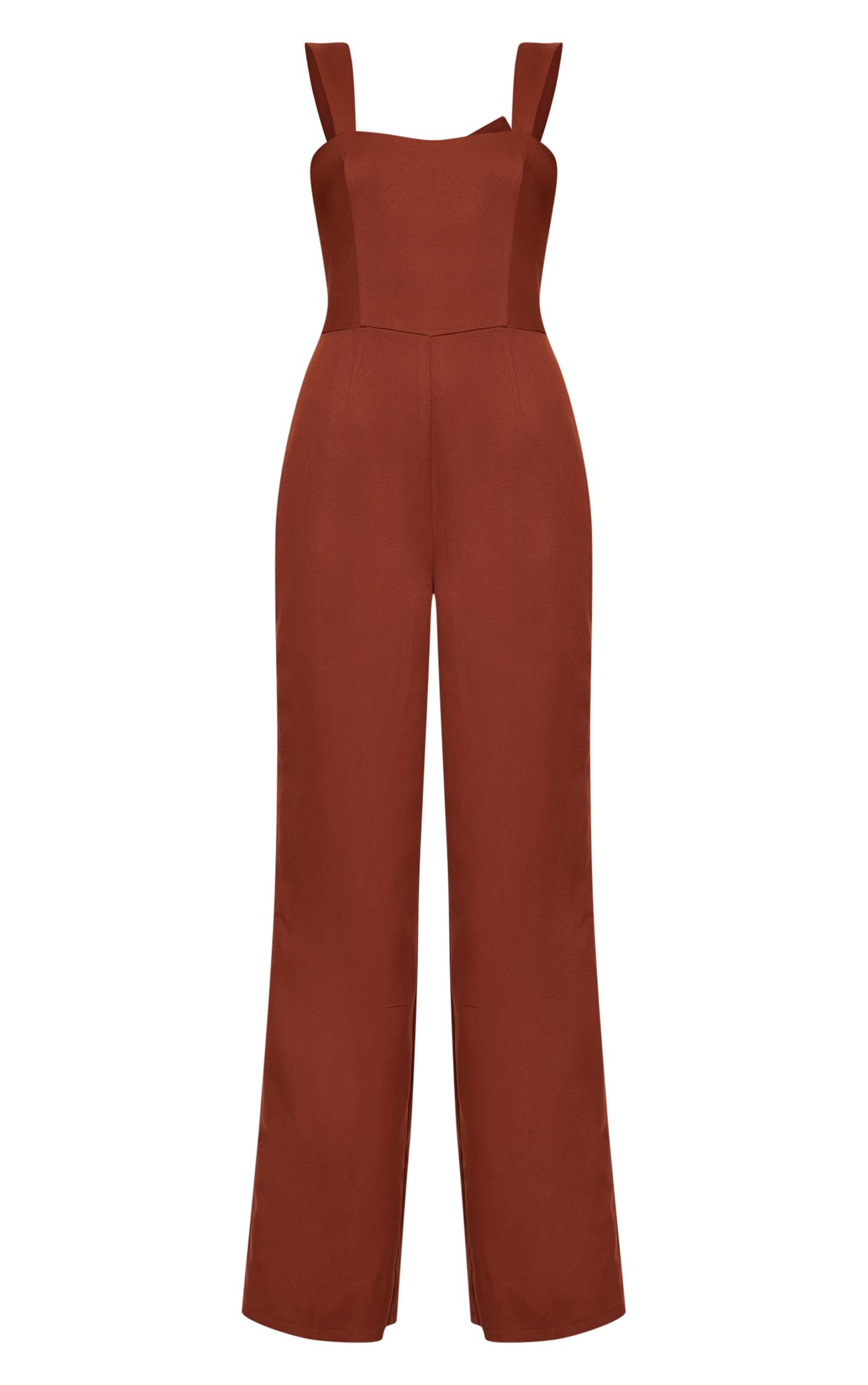 Chocolate Woven Cut Out Bow Detail Jumpsuit Product Image
