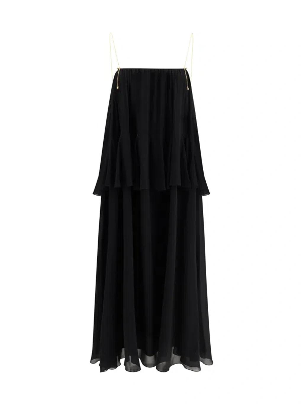CHLOÉ Open-back Embellished Tiered Silk-georgette Maxi Dress In Black Product Image