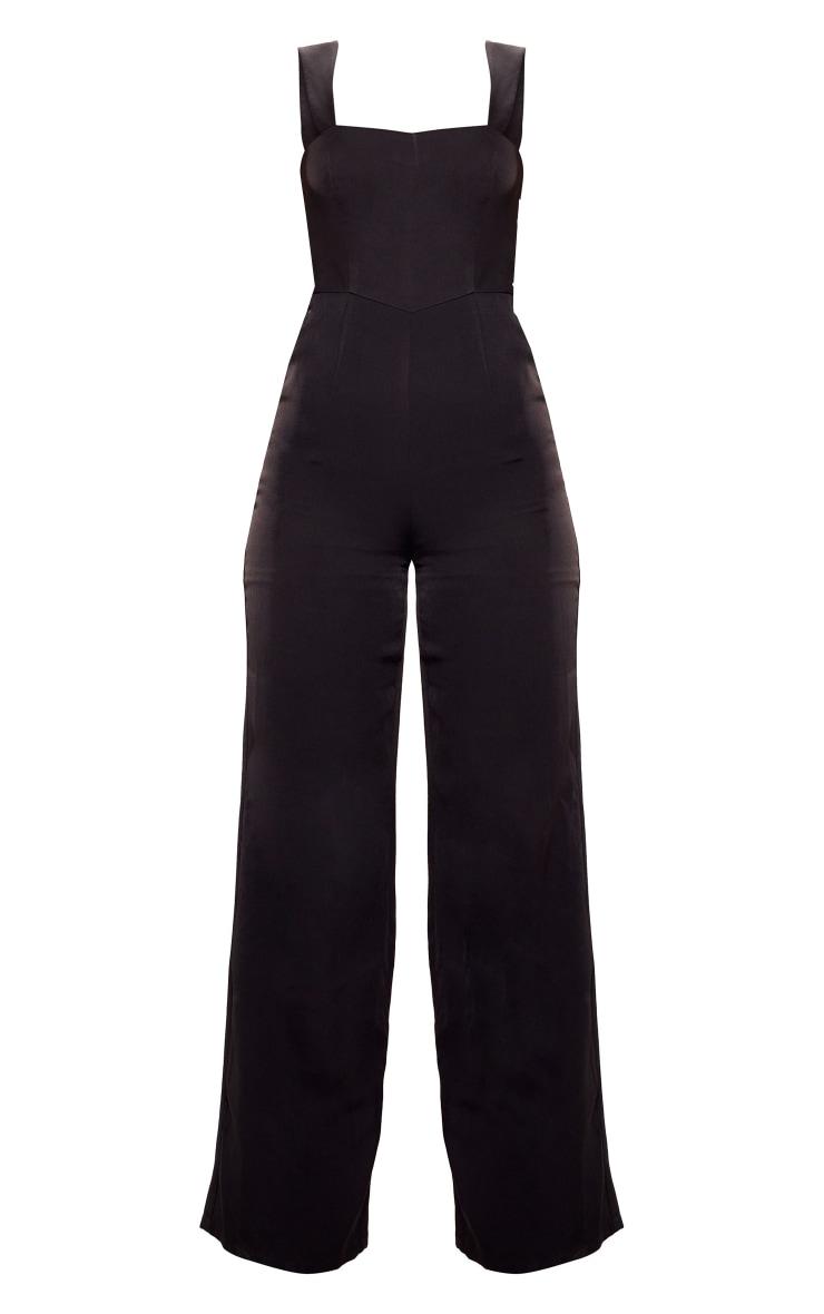 Black Woven Cut Out Bow Detail Jumpsuit Product Image