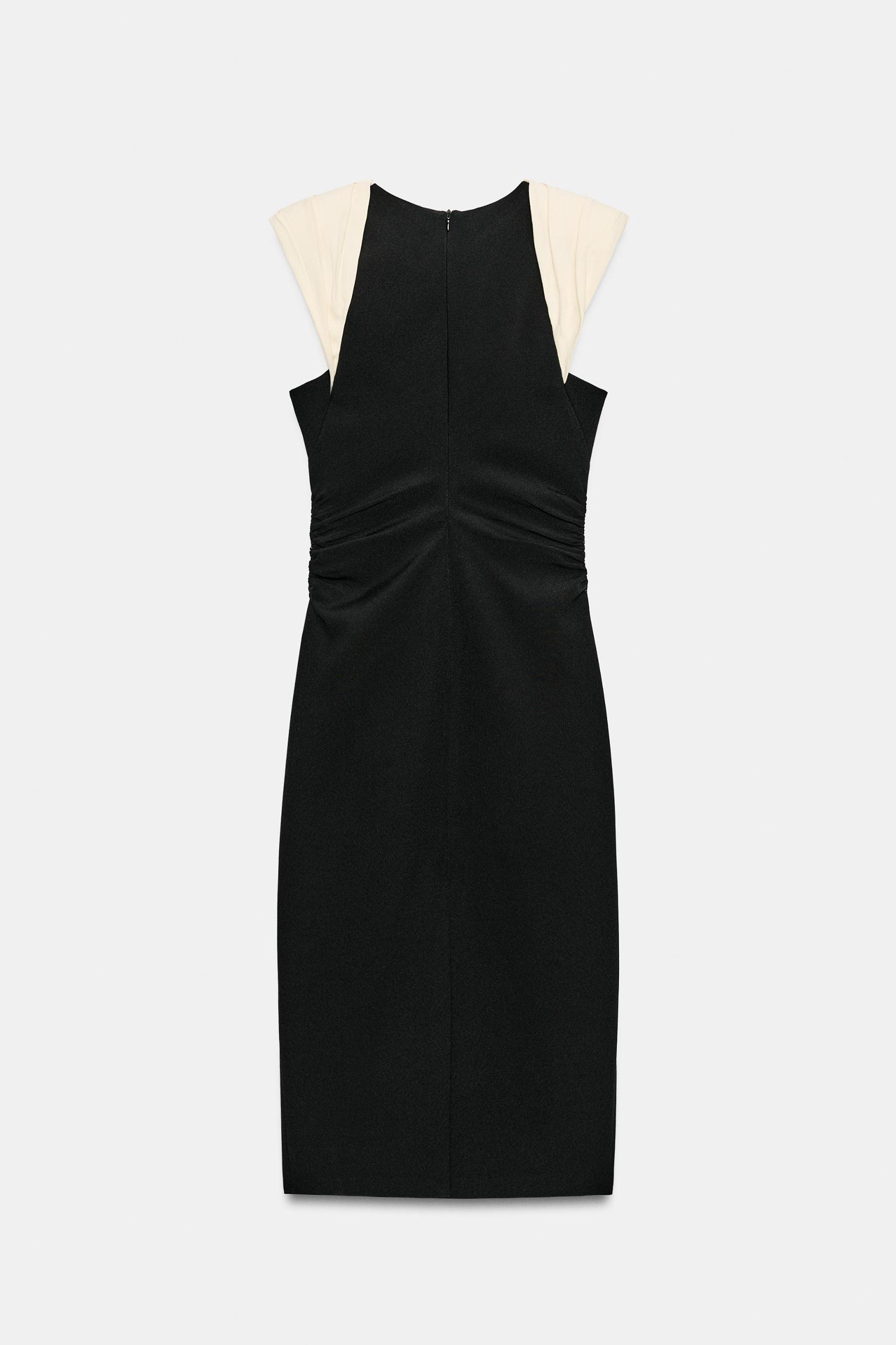 COMBINATION SHOULDER PAD MIDI DRESS Product Image