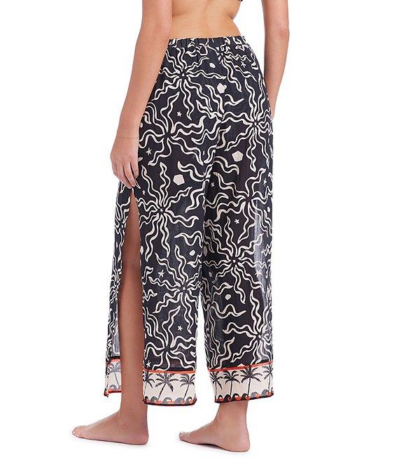 Sanctuary Beach Conversation Printed Wide Leg Side Slit Pull-On Swim Cover-Up Pants Product Image
