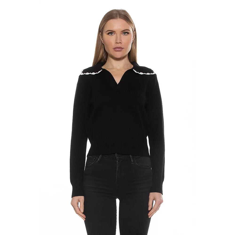 Women's ALEXIA ADMOR Jackie Knitted Sweater Top with Collar Detail,  Product Image