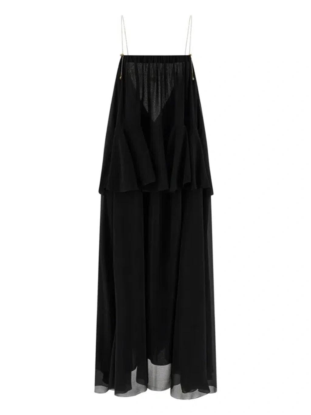 CHLOÉ Open-back Embellished Tiered Silk-georgette Maxi Dress In Black Product Image