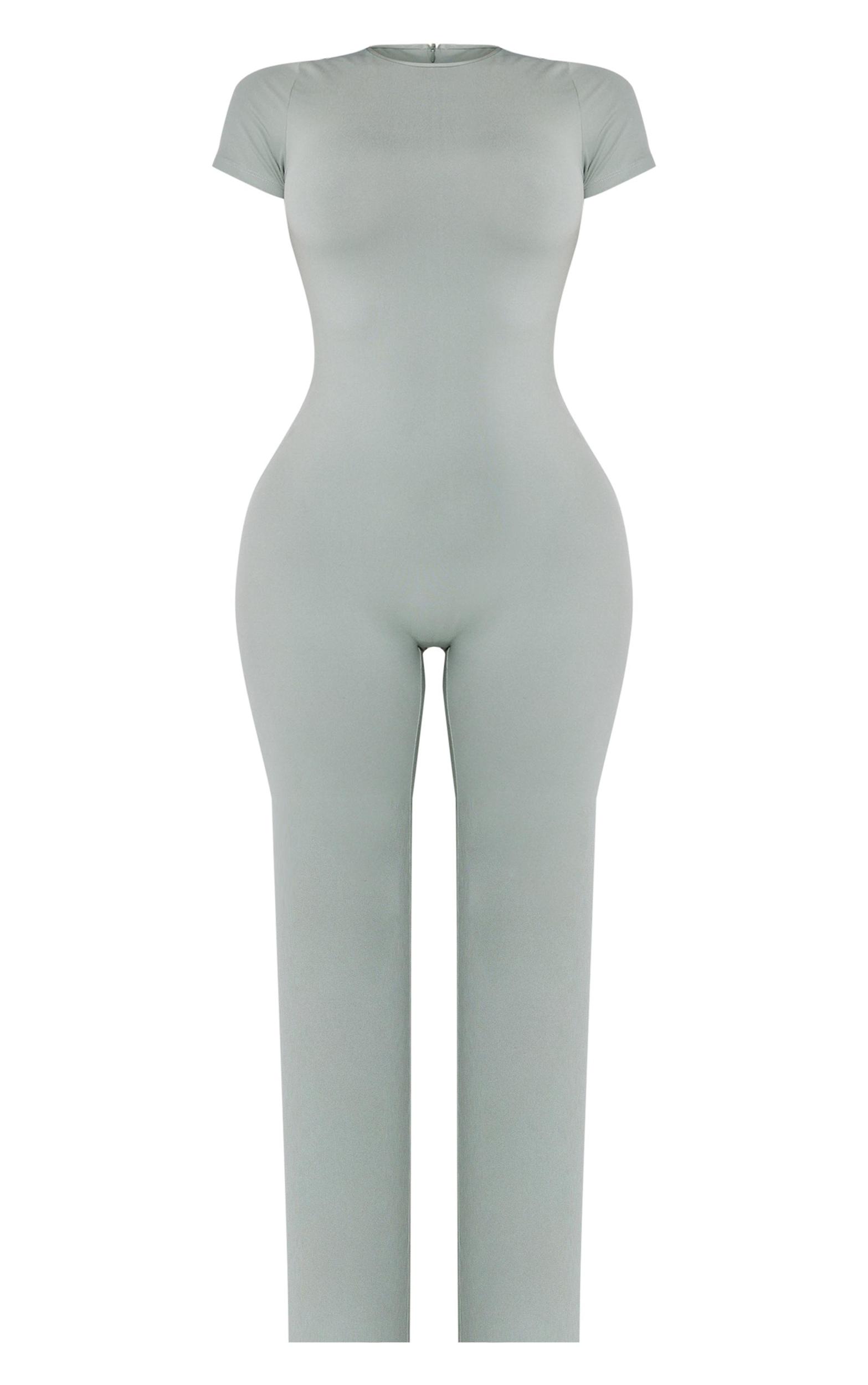 Shape Sage Green Sculpted Short Sleeve Jumpsuit Product Image