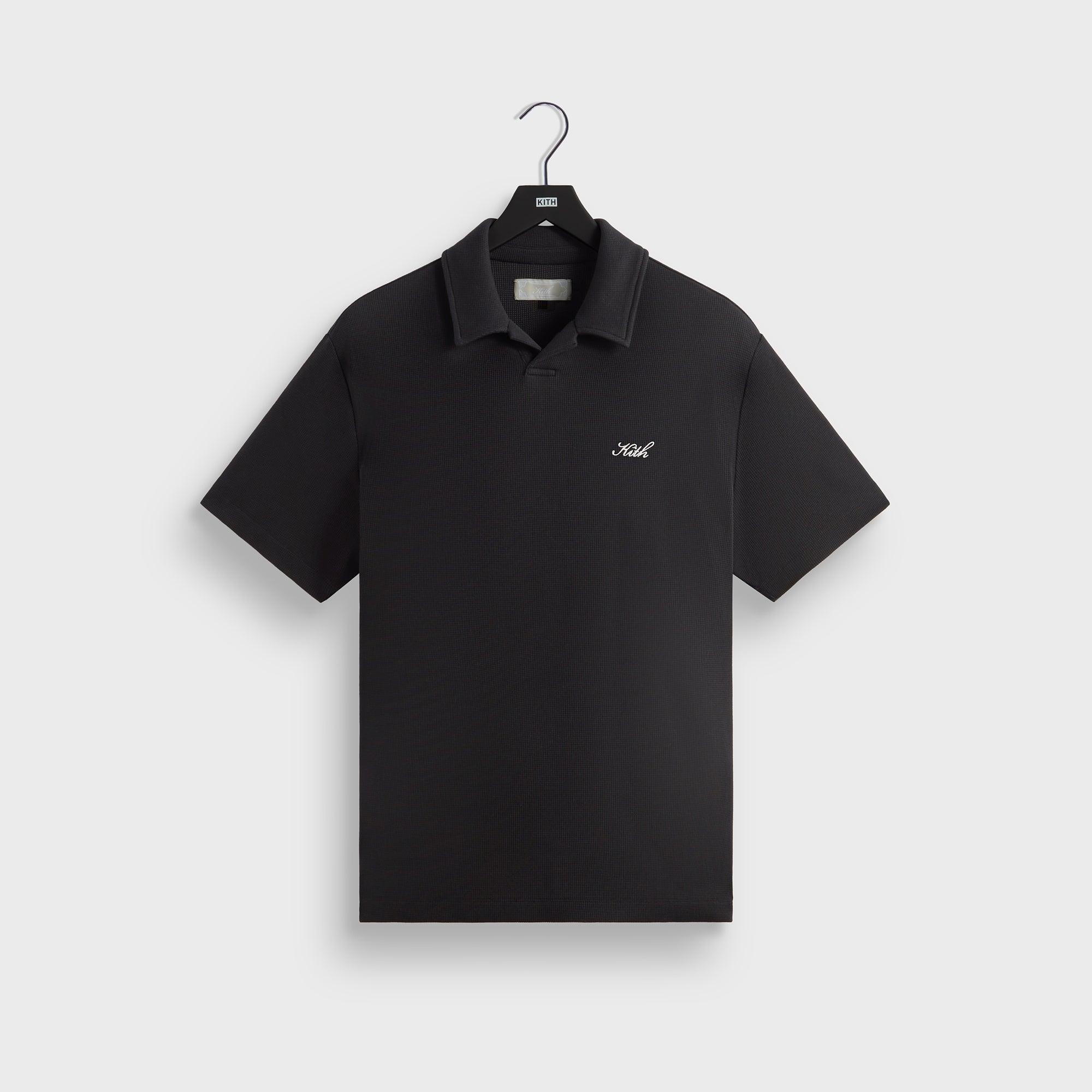Kith Micro Waffle Drew Polo - Black Male Product Image