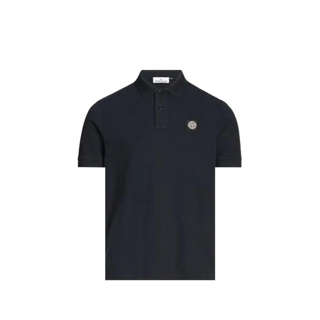 STONE ISLAND Mens Black Brand-patch Regular-fit Stretch-cotton Polo Shirt Xl Product Image