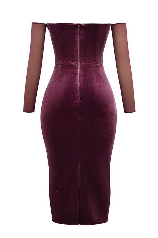 Leora  mulberry strapless midi dress Product Image