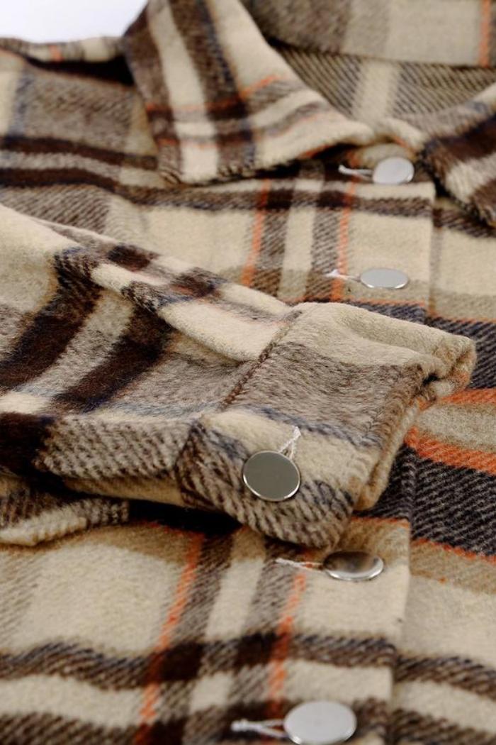 Plaid Print Pocketed Shacket Product Image