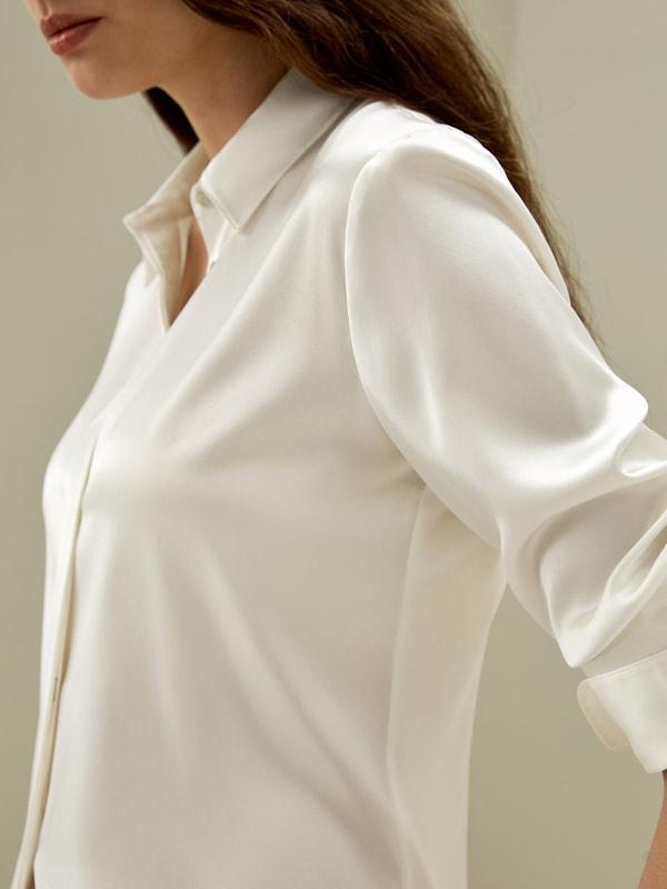 LILYSILK Silk Shirt Women - Black Natural Silk - Gorgeous Hidden Placket Tops XS Product Image