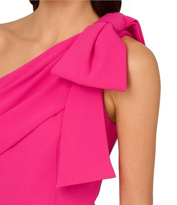 Adrianna Papell Stretch Crepe Bow One Shoulder Mermaid Gown Product Image