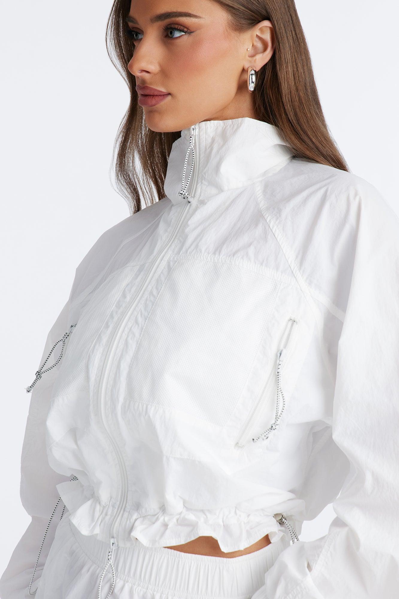 Stay Cool Cropped Windbreaker Jacket - White Female Product Image