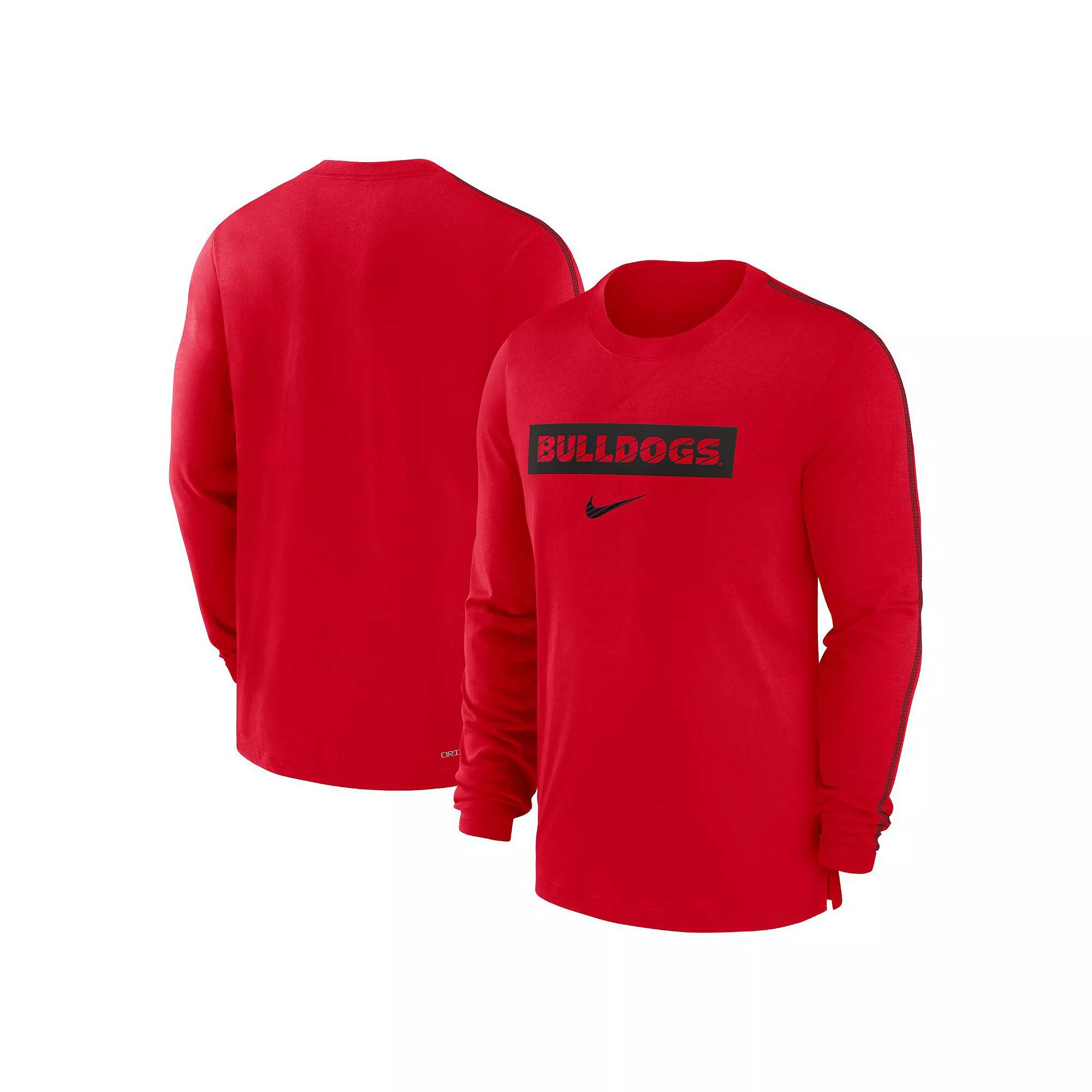 Men's Nike Red Georgia Bulldogs 2024 Sideline Player Tri-Blend Performance Long Sleeve T-Shirt, Size: Small Product Image