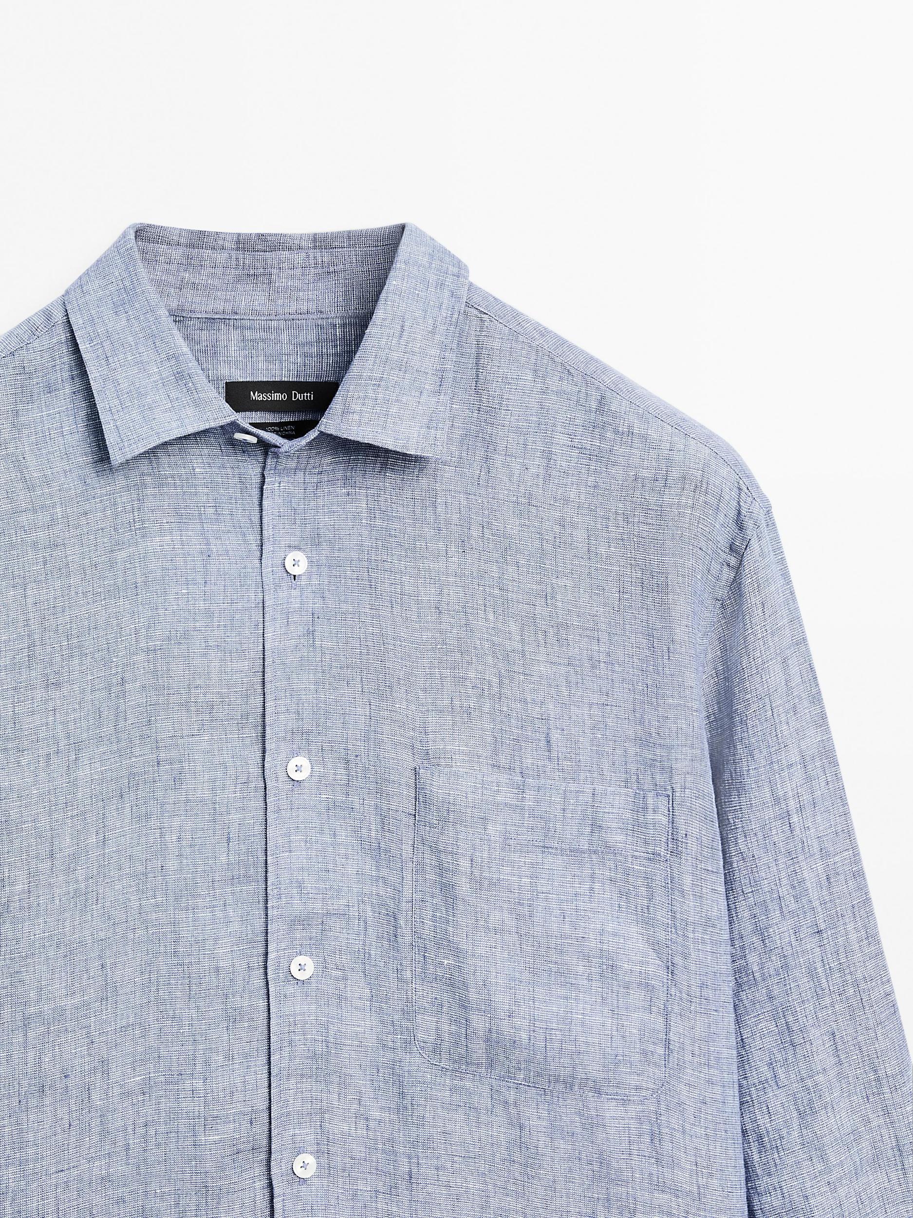 100% linen regular fit shirt Product Image