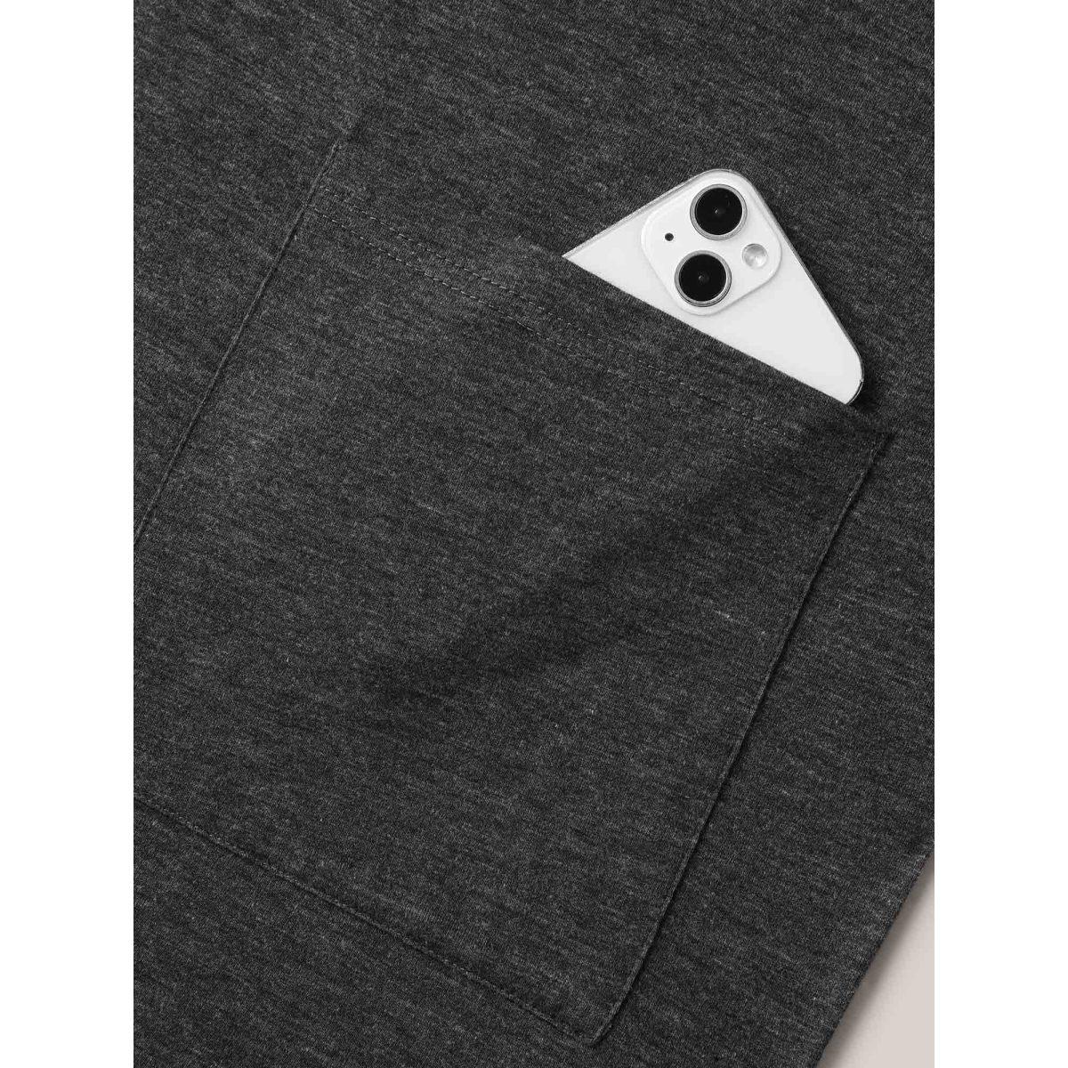 Plus Size Stretchy Knit Pockets Curvy-Fit T-Shirt DimGray Women Non Round Neck Loose Everyday-Casual T-shirts BloomChic 14-16/1X Product Image