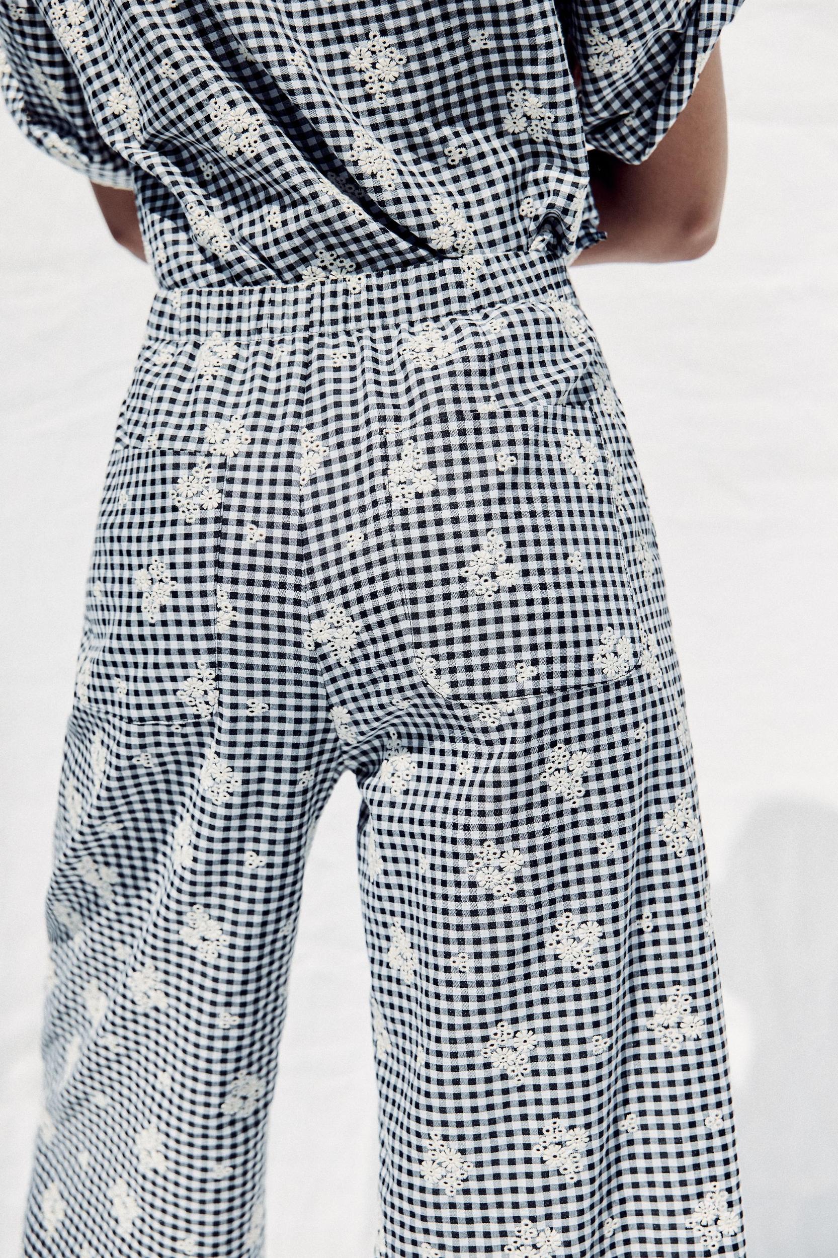 GINGHAM CULOTTES WITH EMBROIDERY Product Image